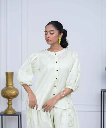 Elegent All - Pistachio Green Farshi Shalwar Dress for�modern�look