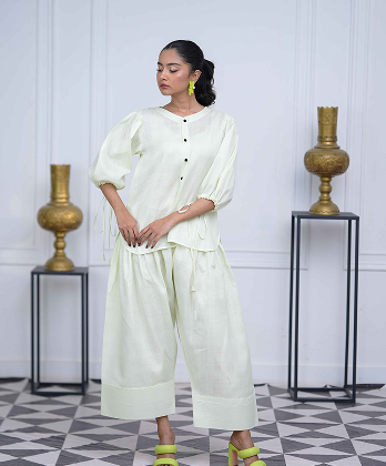 Elegent All - Pistachio Green Farshi Shalwar Dress for�modern�look