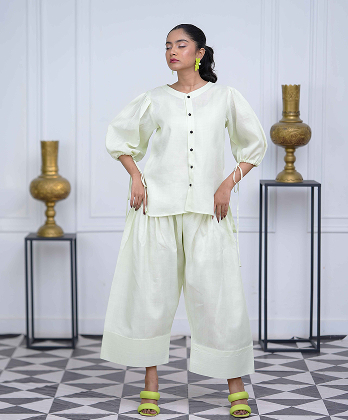 Elegent All - Pistachio Green Farshi Shalwar Dress for�modern�look