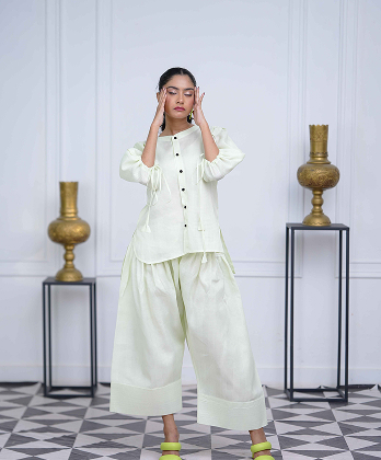 Elegent All - Pistachio Green Farshi Shalwar Dress for�modern�look