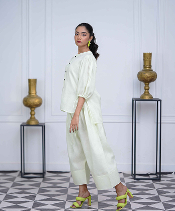 Elegent All - Pistachio Green Farshi Shalwar Dress for�modern�look
