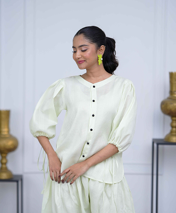 Elegent All - Pistachio Green Farshi Shalwar Dress for�modern�look