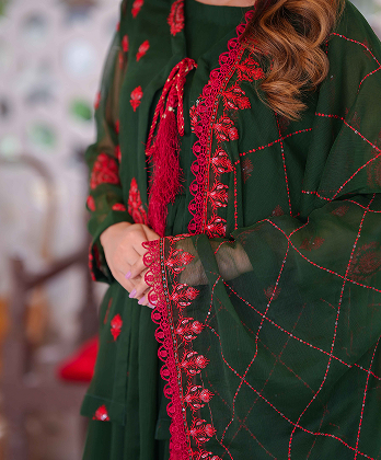 Minimalist Embroided Traditional Dress-3�Peice