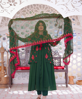 Minimalist Embroided Traditional Dress-3�Peice