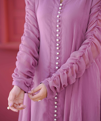 Eid Special Lilac Frock with Embroided Dupatta and Fancy�Sleeves