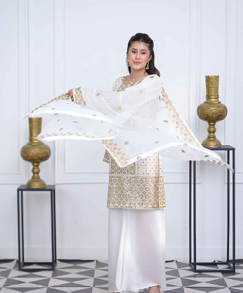 Luxury White Glasswork Outfit for�Eid